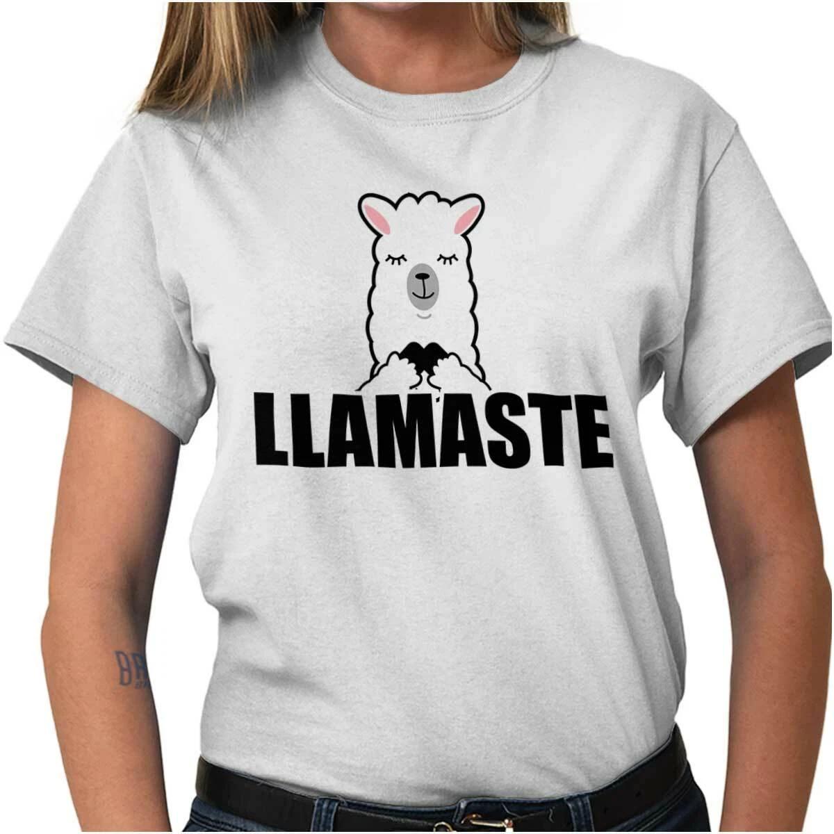 Llamaste Namaste Llama Yoga Alpaca Gym Funny Womens or Mens Crewneck T Shirt Tee XS