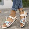 Printed Belt Buckle Women's Sandals Wish New Flat Open-toed Summer Outer Wear Beach Shoes