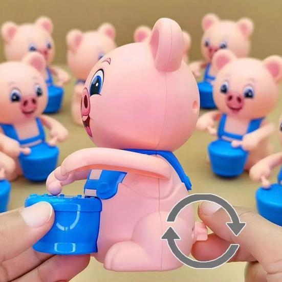 Cartoon Aufziehspielzeug Keine Batterie erforderlich Interessanter Bär Schweinchen Panda Frosch Trommelspielzeug Unterhaltung Füllstoff Aufzieh-Trommel Jungen Mädchen