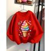 European Sizes Kids' Round-neck Hoodie - Colorful Swirl Ice Cream Cone Pattern , Sportswear And Casual Wear, Soft And Comfortable