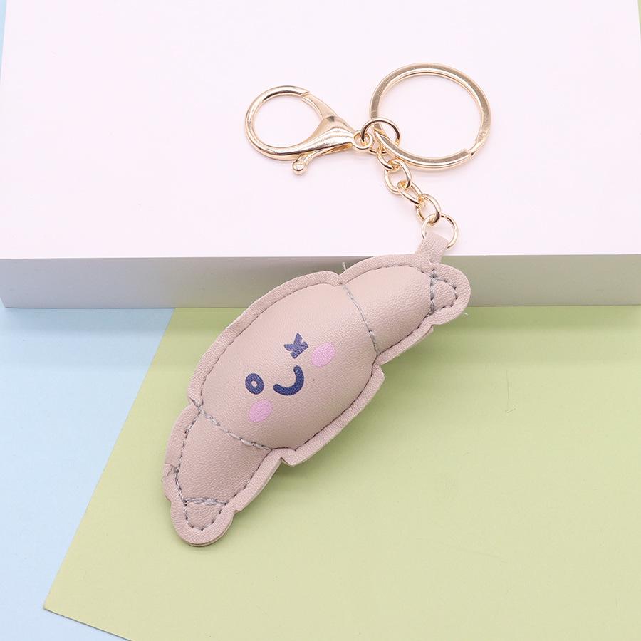 Cross-border Mixed Leather Croissant Keychain Pendant Gold Chain Clasp серый