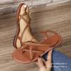 Mezzo Casual Flat Sandals Women's 2025 New Woven Foot Cover Roman Beach Shoes Large Size 43Sandal