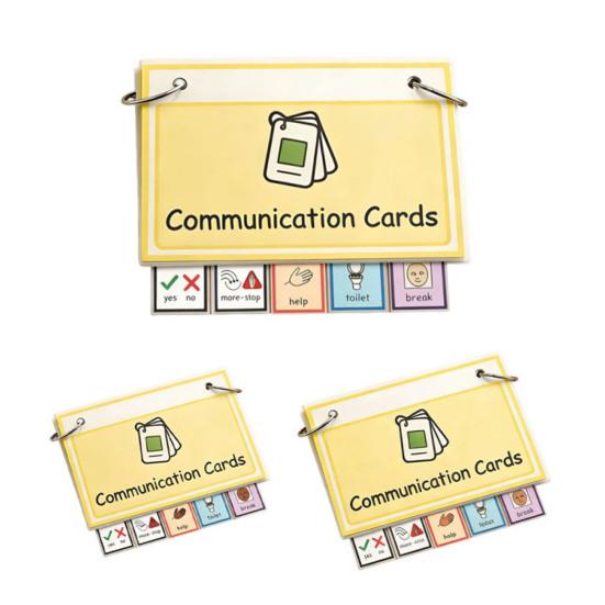 Basic Needs Communication Cards Set Visual Aid Flash Cards for Non-Verbal Speech Delay Portable Picture Exchange System for Special Education