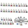 24-Piece Rhinestone Stainless Steel Heart Nose Studs - Titanium Steel Jewelry