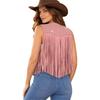 Women Cowgirl Costume Rhinestones Faux Suede Tassels Vest