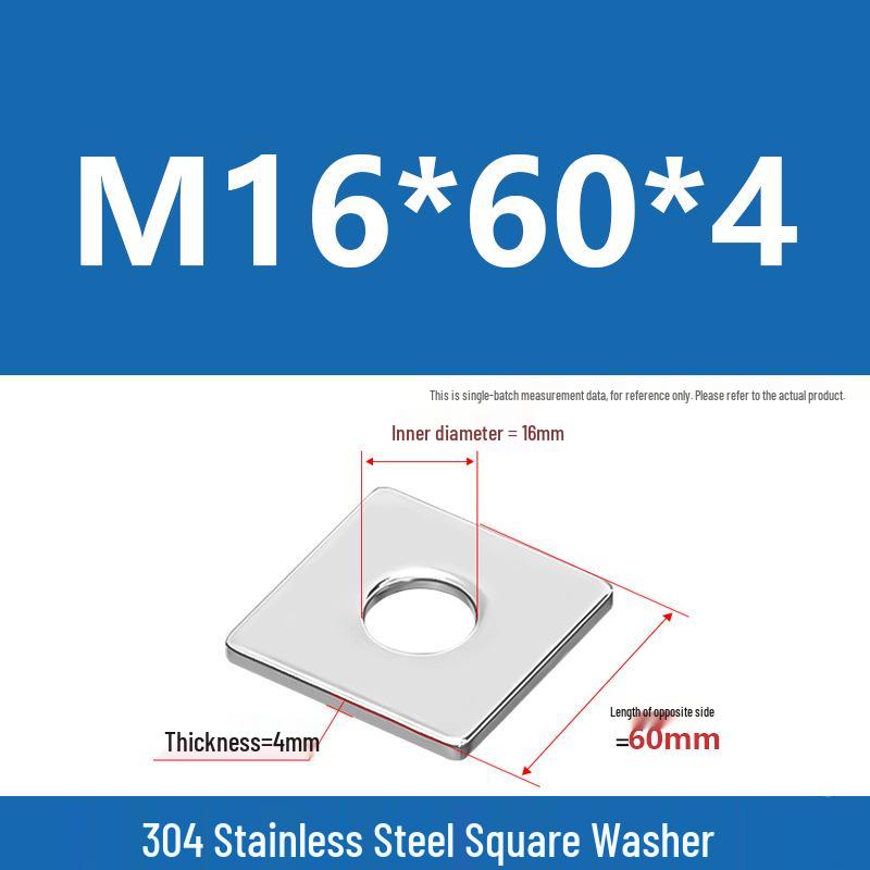 304 Stainless Steel Thickened Square Washer for Curtain Wall (M4-M16)