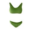 Women's Casual Macaron Color Crinkle Cloth Solid Bikini Split Swimsuit