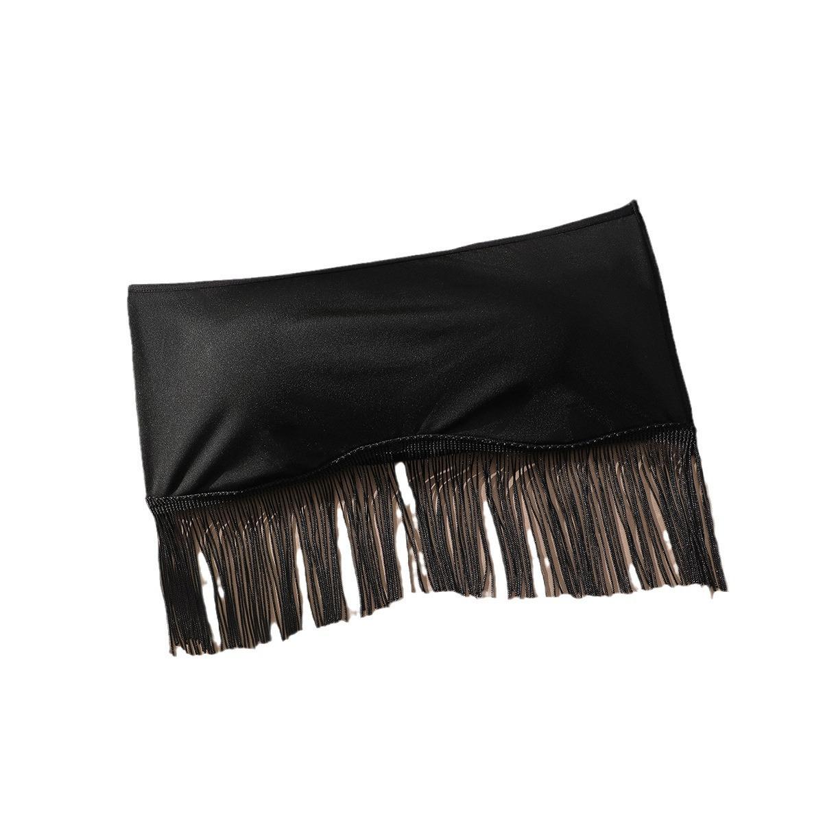 

Сексуальный бюстгальтер для женщин с кисточками, женское нижнее белье без бретелек, верхняя одежда, сексуальный женский топ-труба, дышащий и удобный женский нижнее белье, бесшовный укороченный топ S чёрный