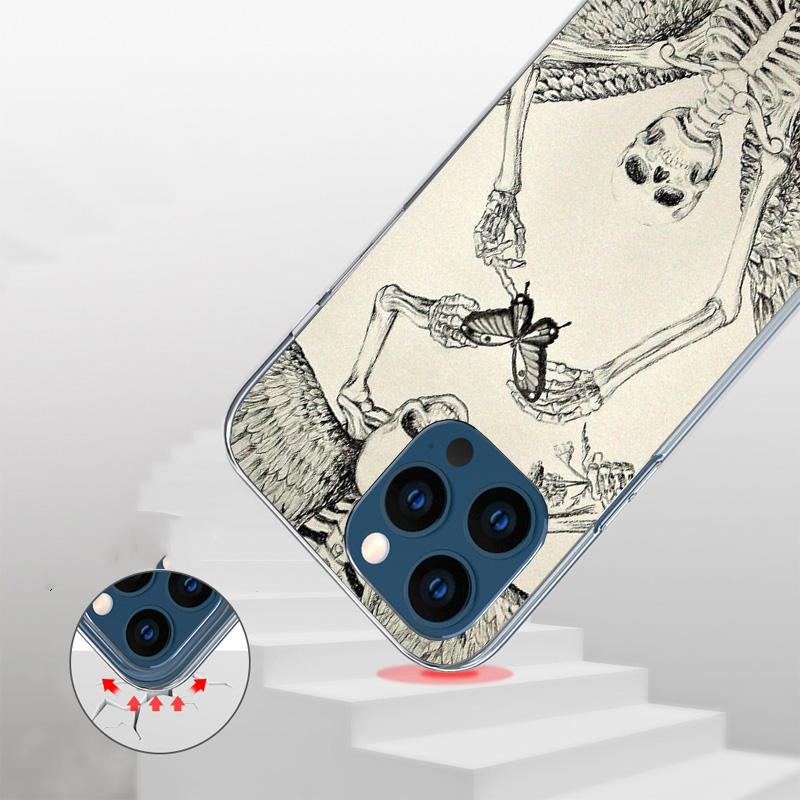 Retro Skull Butterfly Phone Case For iPhone 17 Air 11 13 Mini 14 15 Plus 16 12 Pro Max 16E SE 7 8 Pattern Soft TPU Back Cover  1