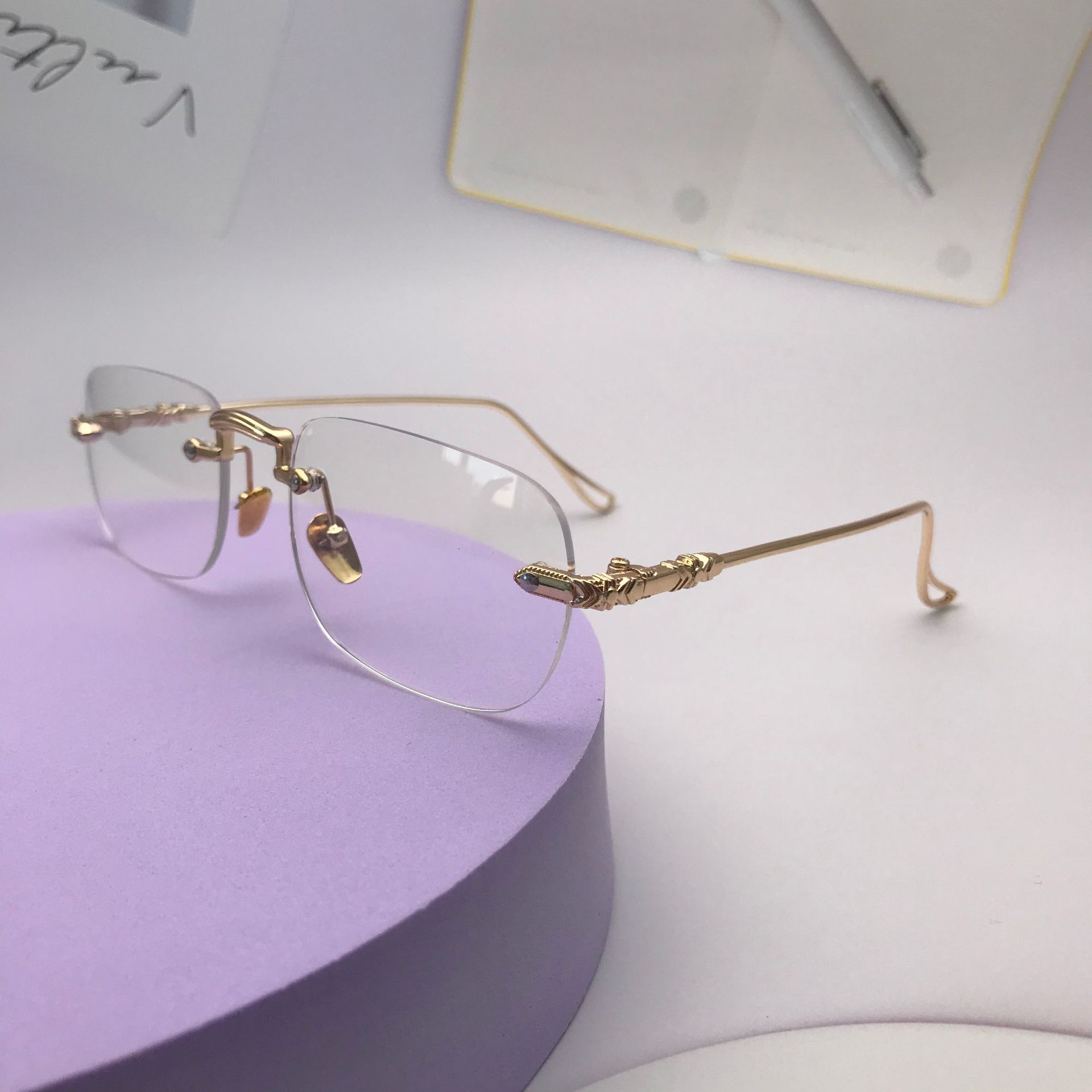 

Модные очки для чтения, сверхлегкие деловые очки без оправы, ретро-очки с металлической оправой, мужские очки с защитой от синего света 0 degree anti-blue light