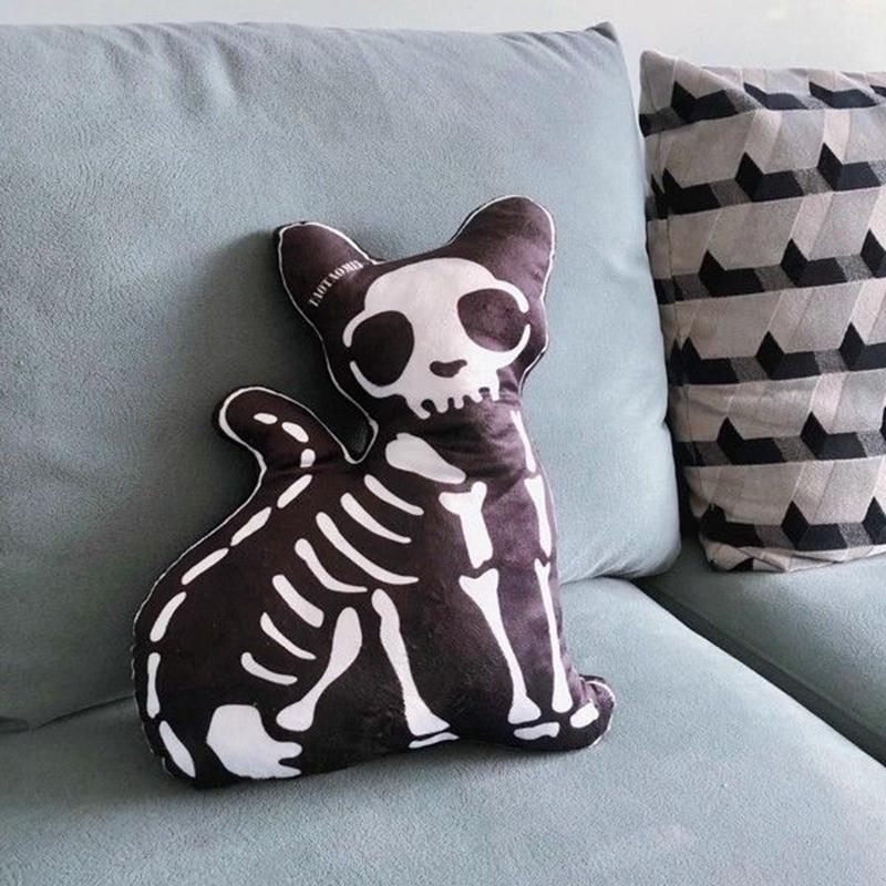 40CM Original Irregular-shaped Skeleton Cat and Dog Doll Personalized Throw Pillow Decoration Halloween Party Gift
