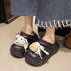 Niche Design Hole Shoes for Women In 2025 New Summer Wear Thick Soles To Increase the Height of Two Women Wearing Bag Head Cool Slippers