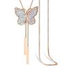 Retro Crystalline Butterfly Pendant Long Necklaces For Women All Match Sweater Chain Christmas Giveaway GiftsVintage Pendant