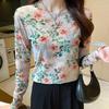 Retro Floral Print Mesh Women's Long Sleeve Sun Protection T-Shirt