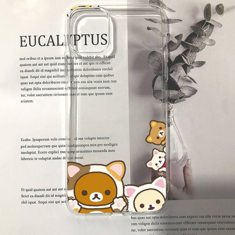 Rilakkuma Kawaii Phone Case For iPhone 11 12 13 14 Mini Pro Max XR X XS TPU Clear Case For 8 7 6 Plus SE 2020