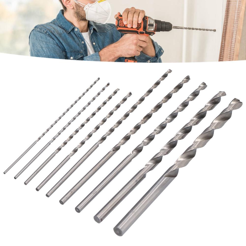 9pcs 200mm Length High Speed Steel Drill Bits 9Pcs Set Twist Drill Bit Set For Steel