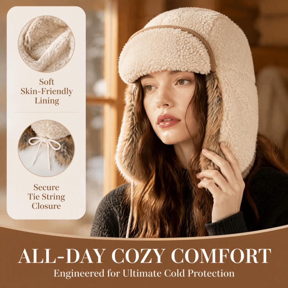 Ear Protection Winter Pilot Hat Beanie Warm Ski Hat Simple Lamb Wool Earflap Cap  Biking