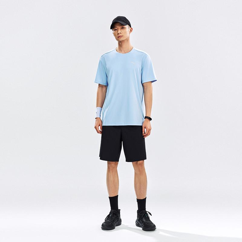 Anta Training Short Sleeve Shorts Summer Casual Sports Suit Men Suit Waterfall-Blue 952627202-4