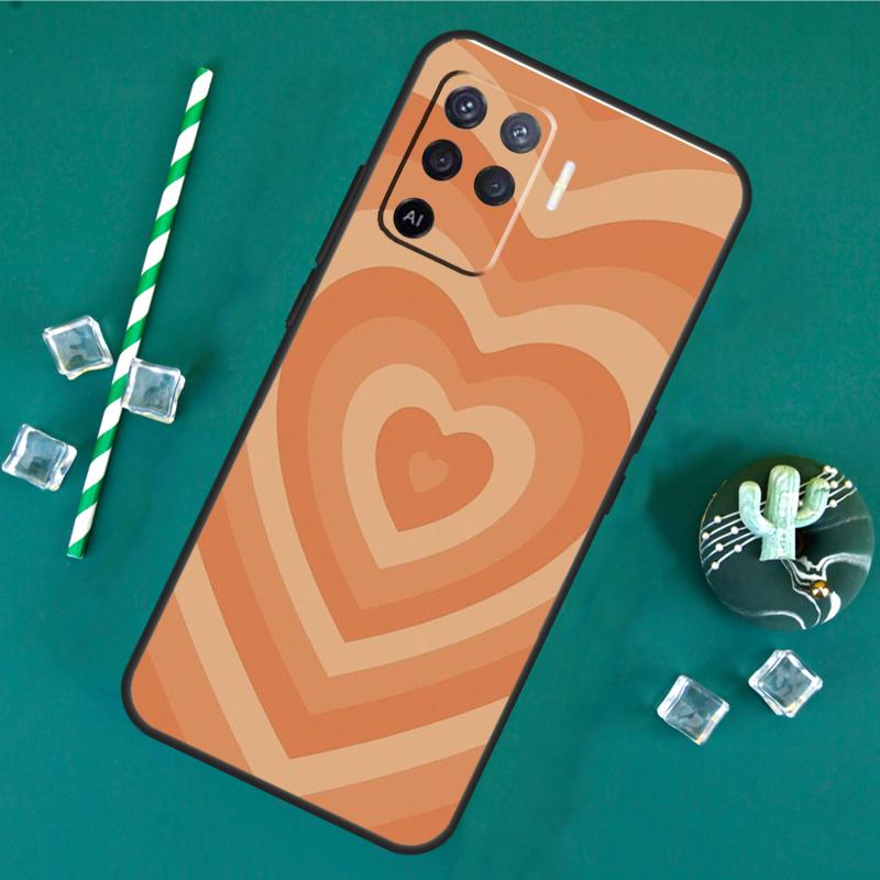 

Latte Pink Brown Heart Aesthetic Case For Oppo A17 A15 A40 A60 A80 A16 A76 A96 A18 A38 A58 A78 A98 A91 A57 A74 A94 A54S Cover OPPO A60 4G