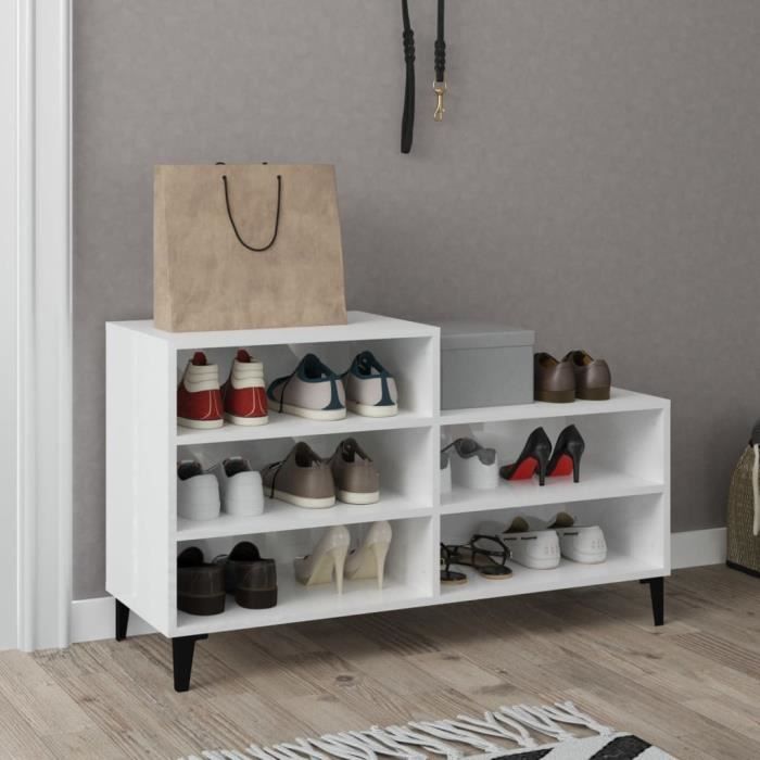 VidaXL Armoire à chaussure Blanc brillant 102x36x60 cm Bois ingénierie 819734