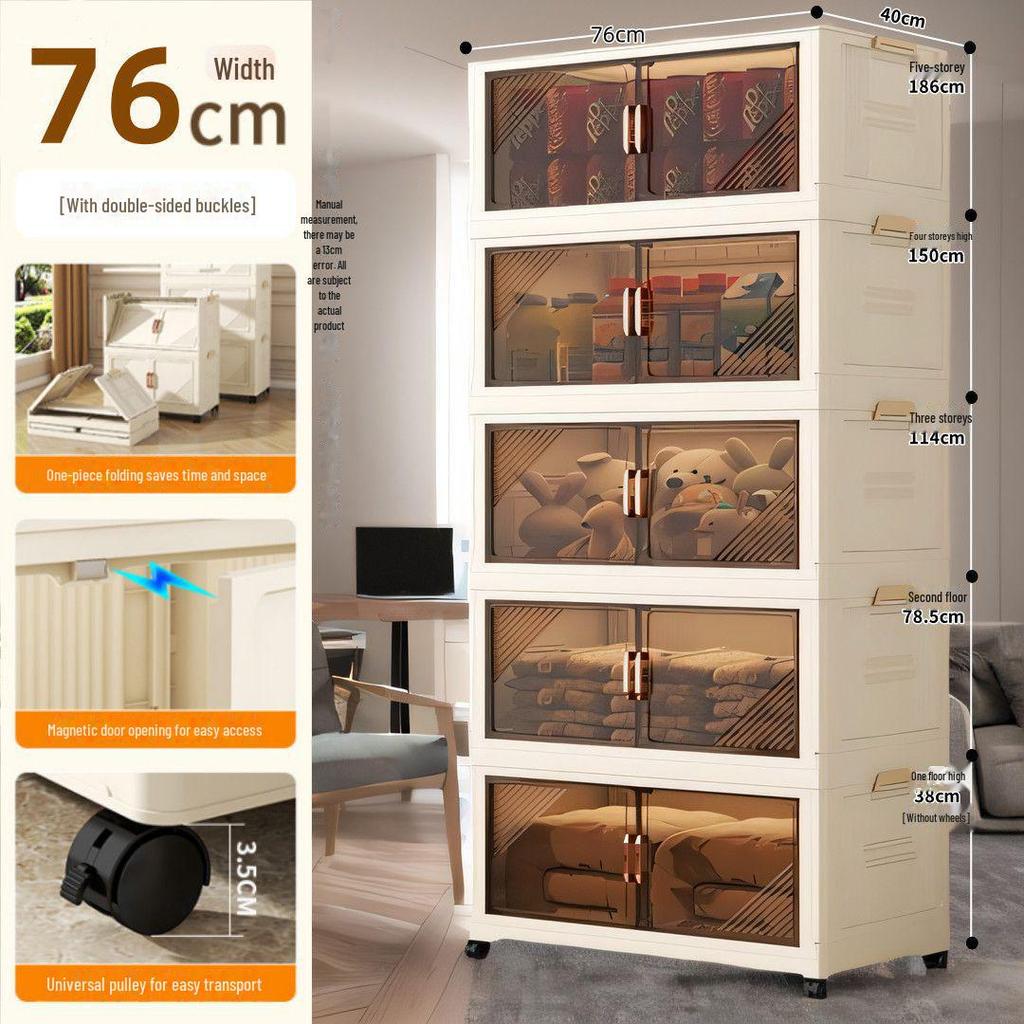 Foldable Multi-Layer Storage Cabinet for Clothes, Snacks, Books, and Toys