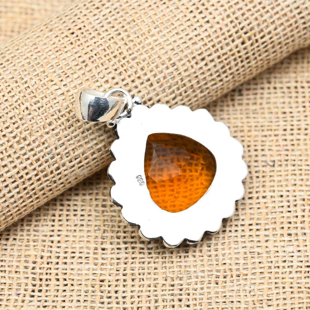Pretty Honey Topaz Gemstone Handmade 925 Sterling Silver Jewelry Pendant For Women
