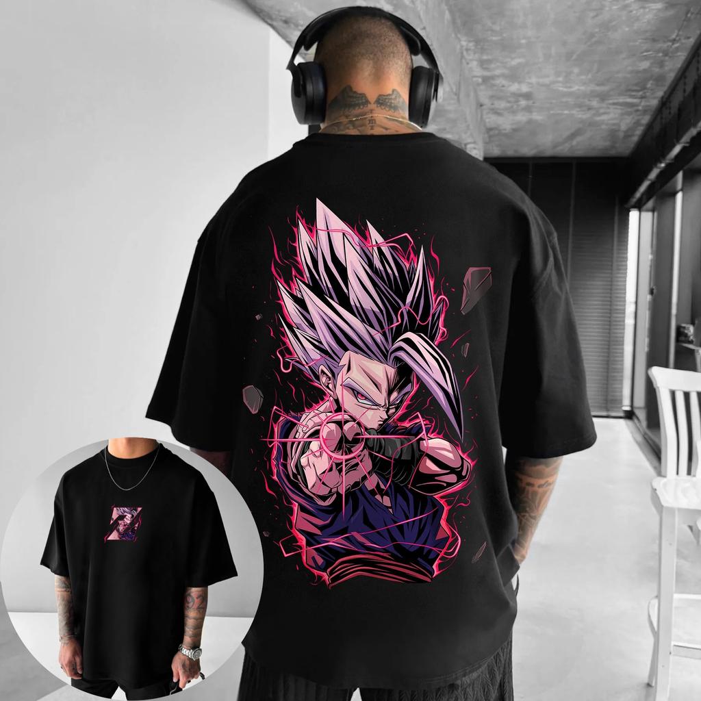 New Dragon Ball Animated Print Trend  Shortsleeved Tshirt Pokémon Summer Mens Fashionable Breathable Sports Top