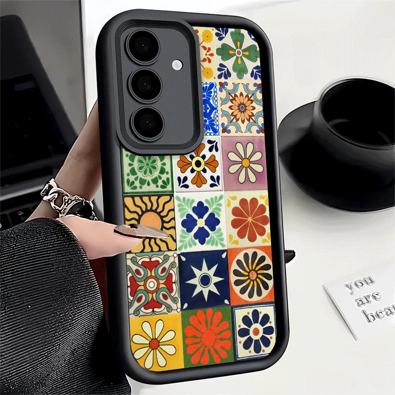 Phone Case for Samsung Galaxy S26 S25 Ultra S24 FE Italian Sicilian Style Floral Pattern Shell S23 Plus S22 + S21 S20 5G Soft Si