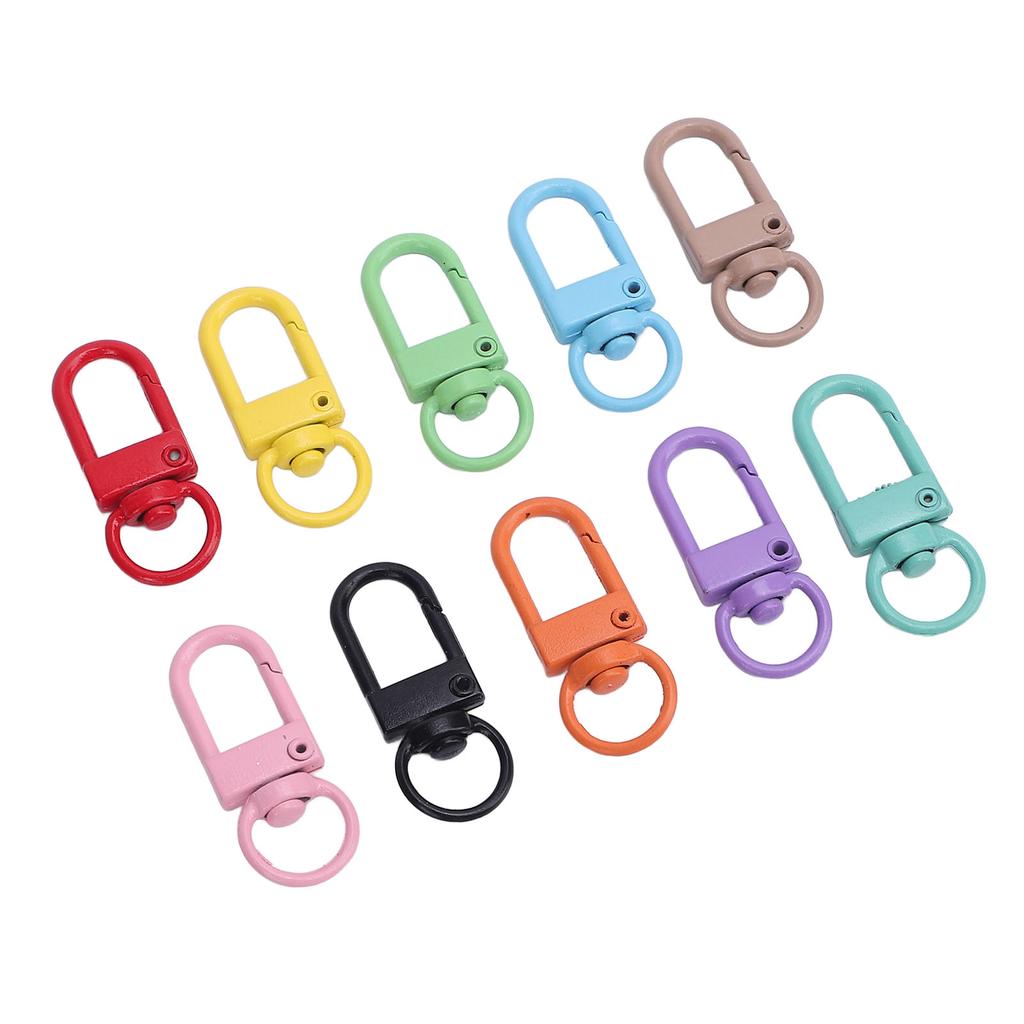 50PCS Colorful Snap Hooks Metal Swivel Claw Clasps for Crafts Making Backpack Keychain Pendant 10