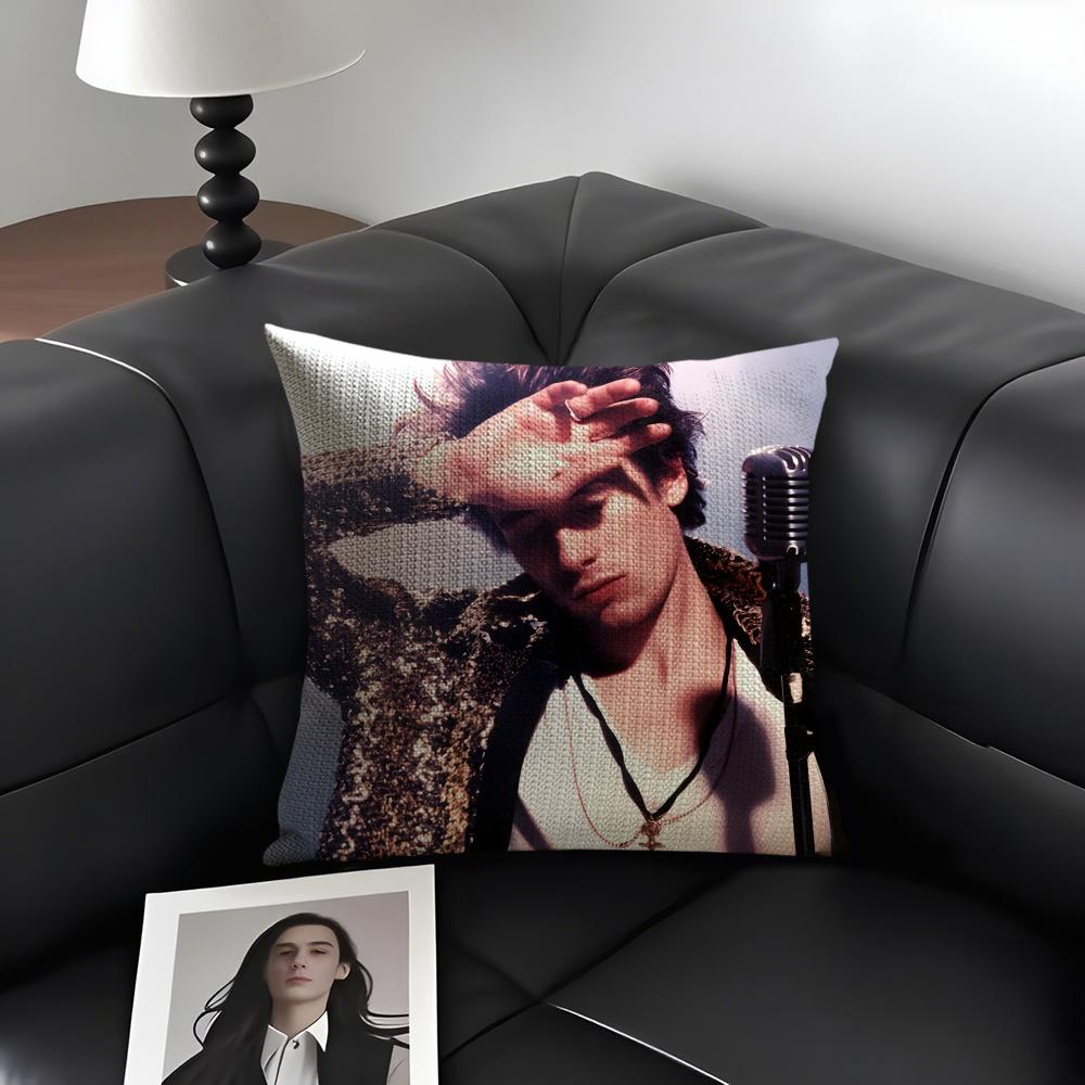 JJeff BuckleyY Singer Cushion Cover Natural Linen Organic Fabric DoubleSided Printing Sofa Home Decor Gift Pillow Case