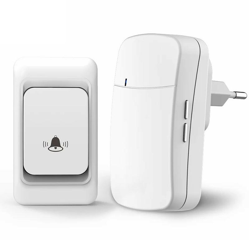 

WHM07 Бездротовий Електронний Пульт Дистанційного Керування Цифровий Дверний Дзвінок Набір Приймач+Передавач Домашній Дверний Дзвінок, Вилка ЄС White