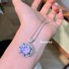 Full Diamond Luxury Firework-cut High-carbon Diamond Purple Diamond Pendant Sunflower Sparkling Clavicle Chain Pendant Accessory for Women