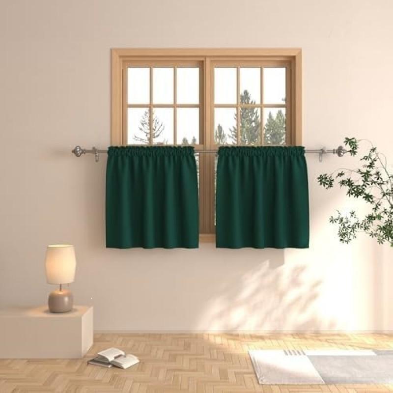 3-Layer Woven Sheer Curtain Panel Kitchen Bathroom Cafe - Light Filtering Striped Design Multiple Colors Sizes