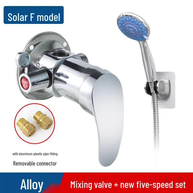 Nástěnná sprchová baterie s horkou/studenou baterií a sprchovou hlavicí pro solární ohřívače