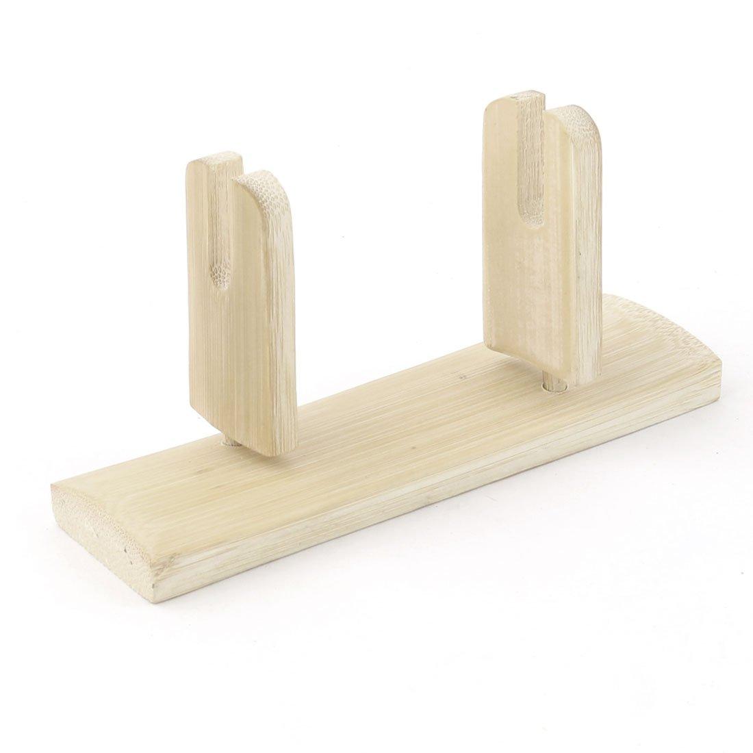 uxcell Fan Display Bamboo Holder Handheld Fan Stand Wood Color Chinese Style