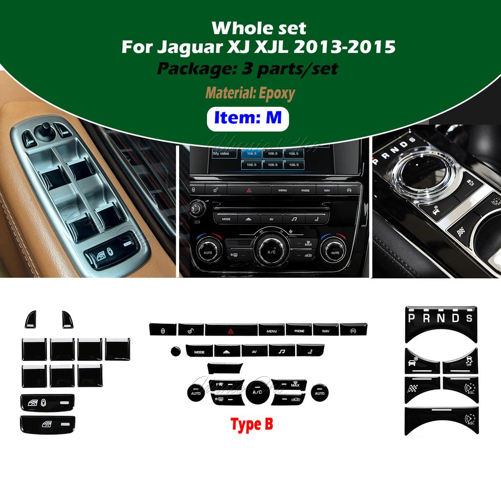 Black Epoxy Button Sticker for Jaguar XF X250 XK XKR XJ XJL Car Interior Refinishing Trim Cover for Dashboard Center Console