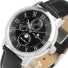 Salvatore Marra Moon Phase Multi-Calendar Men's Watch 5 ATM Water Resistant Leather Strap Silver Black SM21106-SSBK