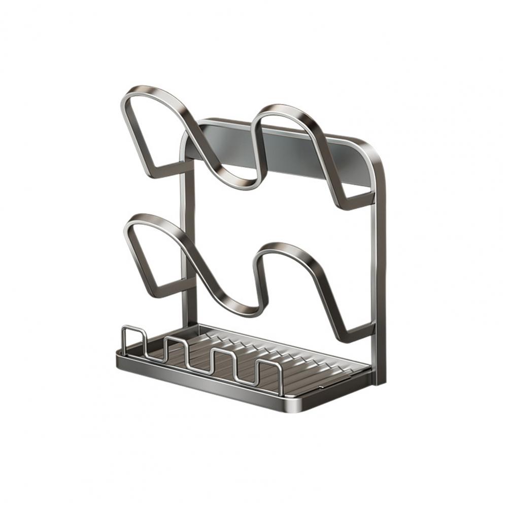 Pot Lid Organizer Kitchen Lid Storage Rack Pot Lid Storage Rack with Spoon Carbon Steel Pan Organizer Removable for Cabinets