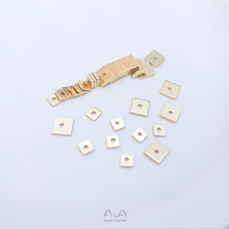 14K Gold Filled Farbecht Quadratischer Kupferplattierter Spacer für DIY Armband/Halskette Schmuck.