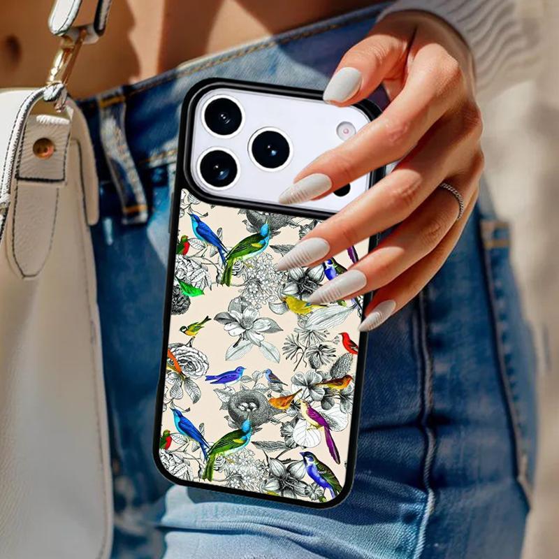 Garden Birds Phone Case For iPhone 17 Air 14 15 13 12 Max Cover For Apple 14 15 16 16e 11 Pro Max Plus Coque