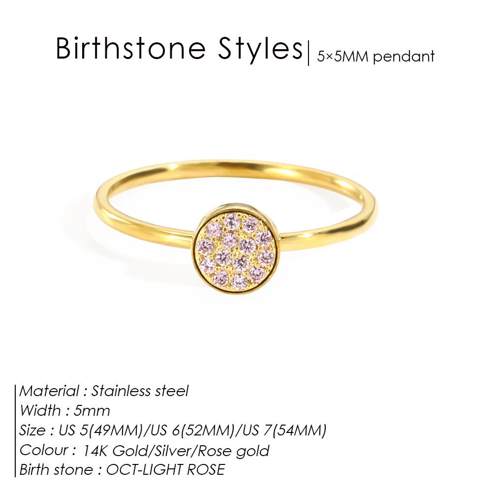 eManco Unique Personalized Natural Birthstone Rings Stainless Steel Elegant Jewelry for Women's Parties Daily Wear Gifts