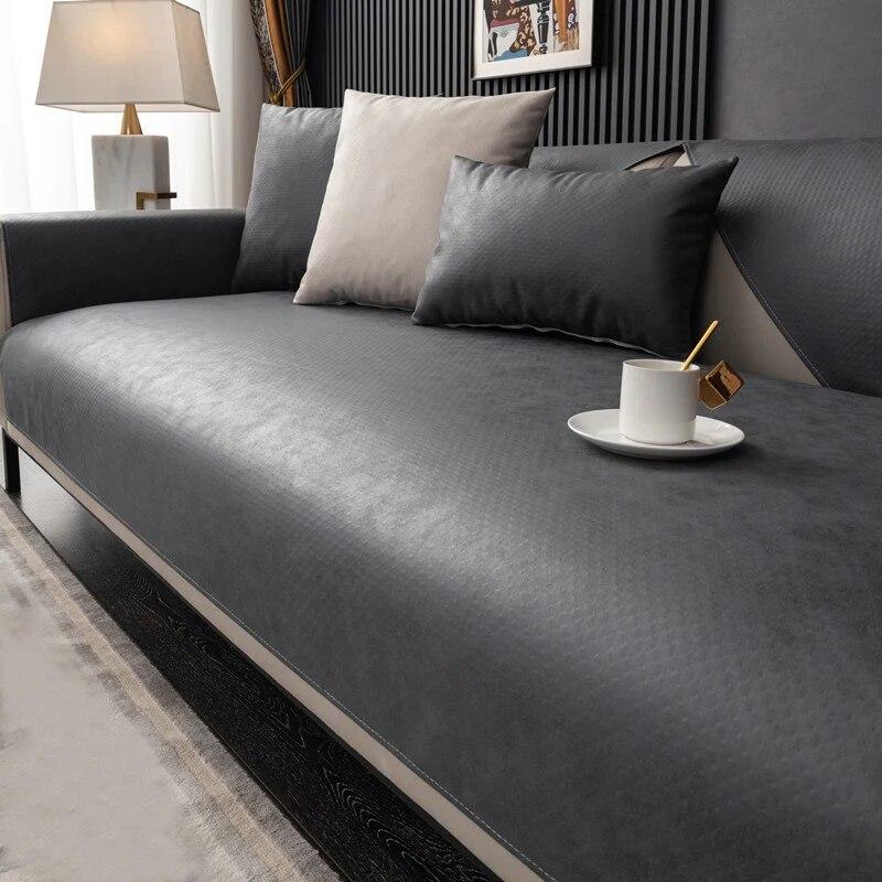 Wodoodporna Mata na Sofę na Cały Sezon Jednolity Kolor Antypoślizgowa Salon Nieprzywierająca Wełna Odporna na Zadrapania Kota Pokrowiec na Sofę