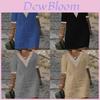 Abito Casual da Donna in Lino e Cotone con Scollo a V e Bordi in Pizzo per l'Estate