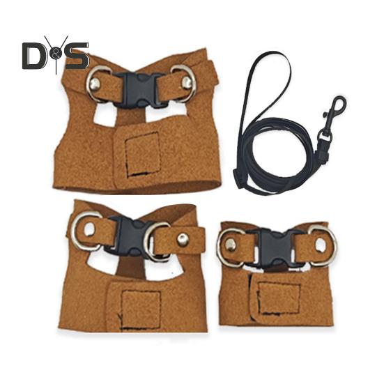 

Комплект шлейки и поводка для бородатой агамы, шлейка из искусственной кожи для рептилий и ящериц с выдвижным поводком, трос для маленьких животных, аксессуары для прогулочного жилета A коричневый