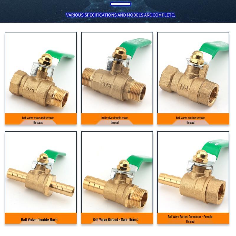 Thickened Copper Ball Valve 1/4" 3/8" 1/2" Double Male Thread, Pagoda Pneumatic Air Pump Bleed Valve