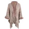 Warm Fur Collar Knitted Shawl Cardigan Cape Shawl Polyester Plus Size Women'S Shawl