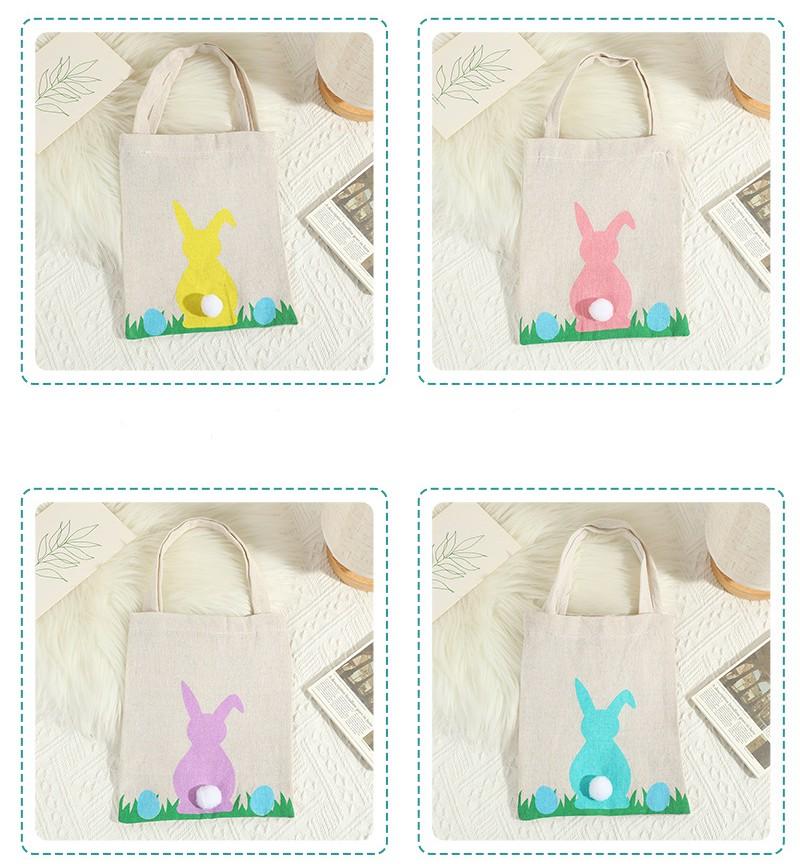 Easter Bunny Gift Handbags Cute Stuffed Ball Tote Bag Basket Kids Candy Goodie Rabbit Ear Bags Portable Eco Storage Container