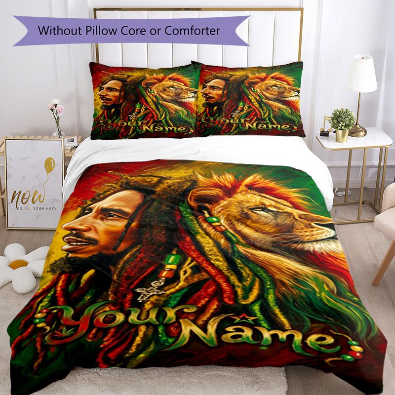 Bob Marley Individueller Text Bettbezug-Set Design zur Dekoration des Zimmers Maschinenwaschbar Heimdekoration Am besten für Weihnachten