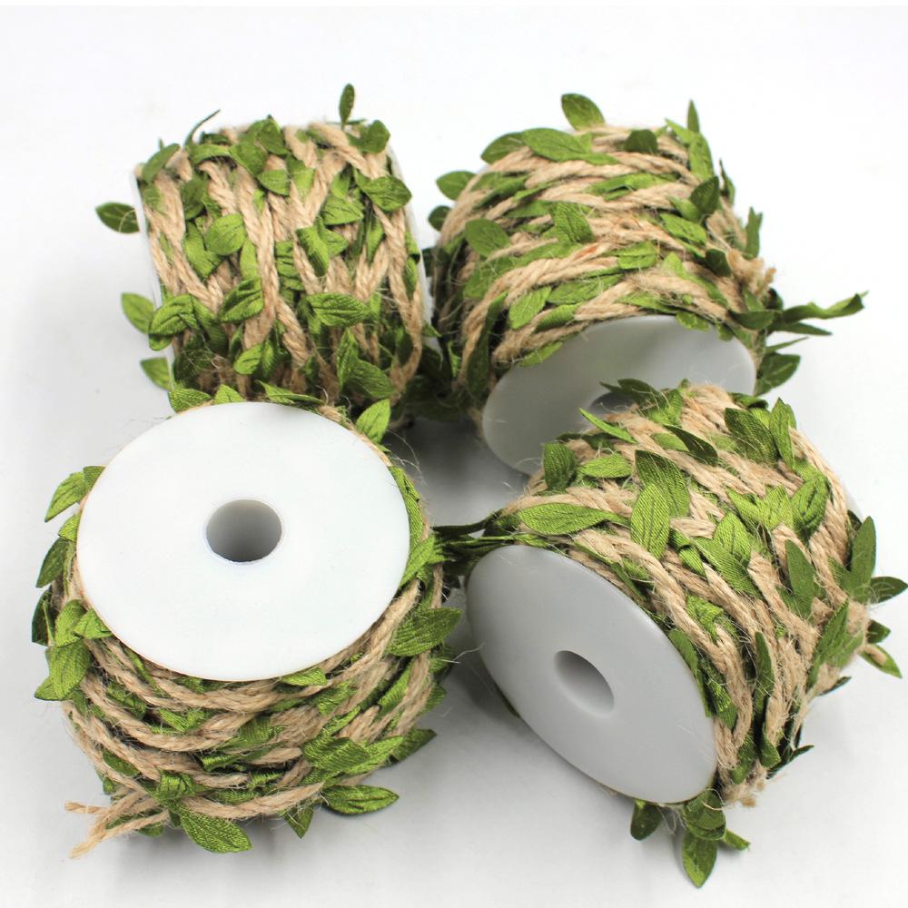 Green Leaf Hemp Rope - 10m Roll with Exquisite Packaging for Home Decoration.