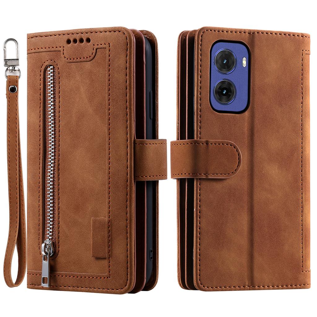 For Motorola Moto G05 4G Case PU Leather Phone Cover with Zipper Wallet 9 Card Slots